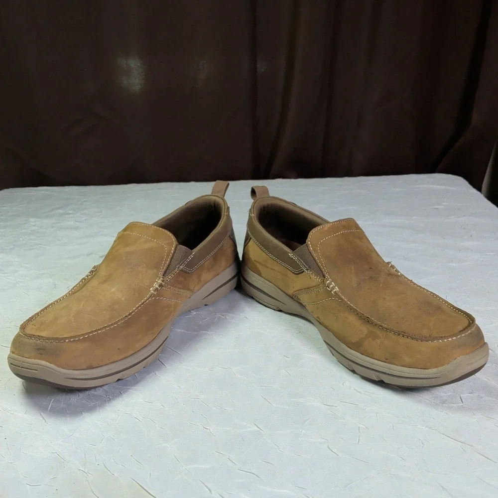 Skechers Relaxed Fit Harper Forde Shoes Mens Size 9 Loafers Brown Slip On